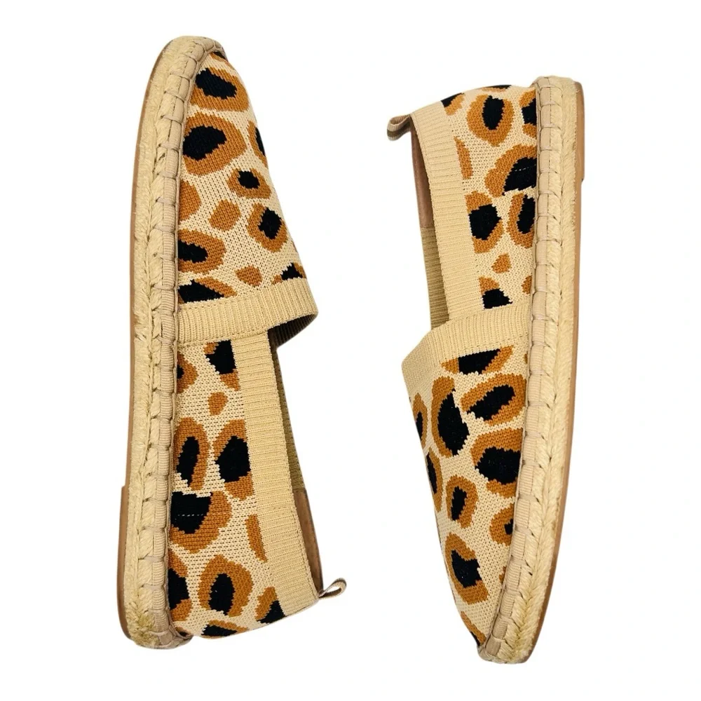 Deltas Hensley Leopard Print Flyknit Espadrille Slip On Flats Shoes